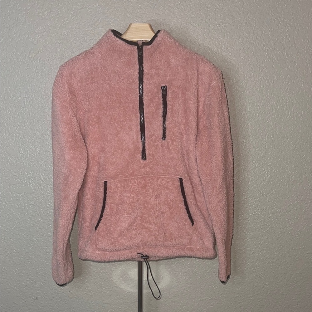 Cozy Pink Quarter-Zip Sweater